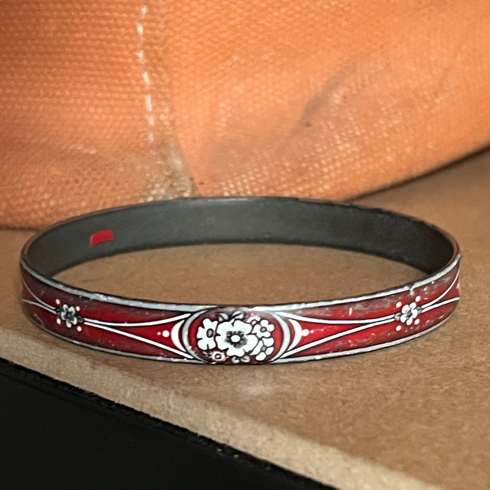 Michaela Frey Enamel Red Floral Bangle